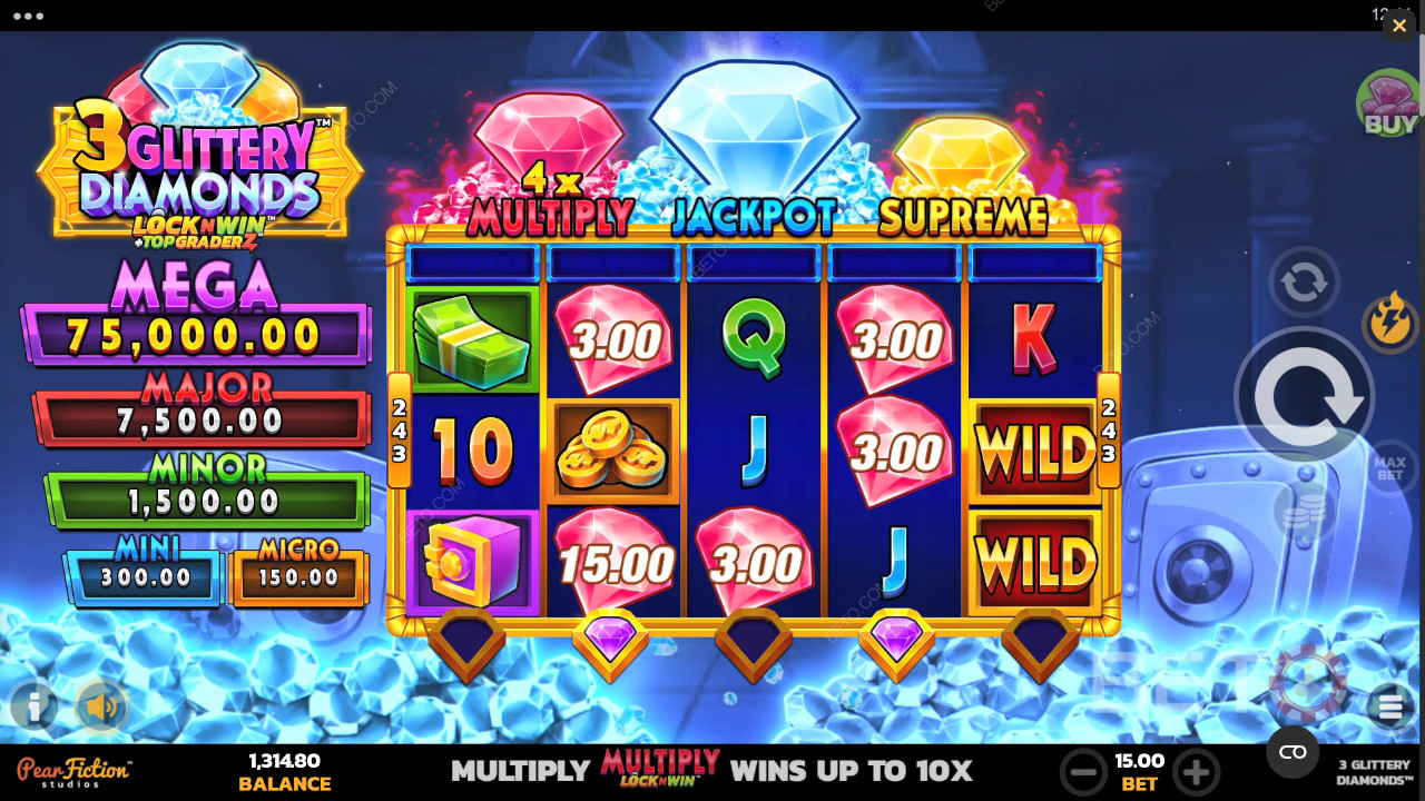 รีวิว 3 Glittery Diamonds โดย BETO Slots