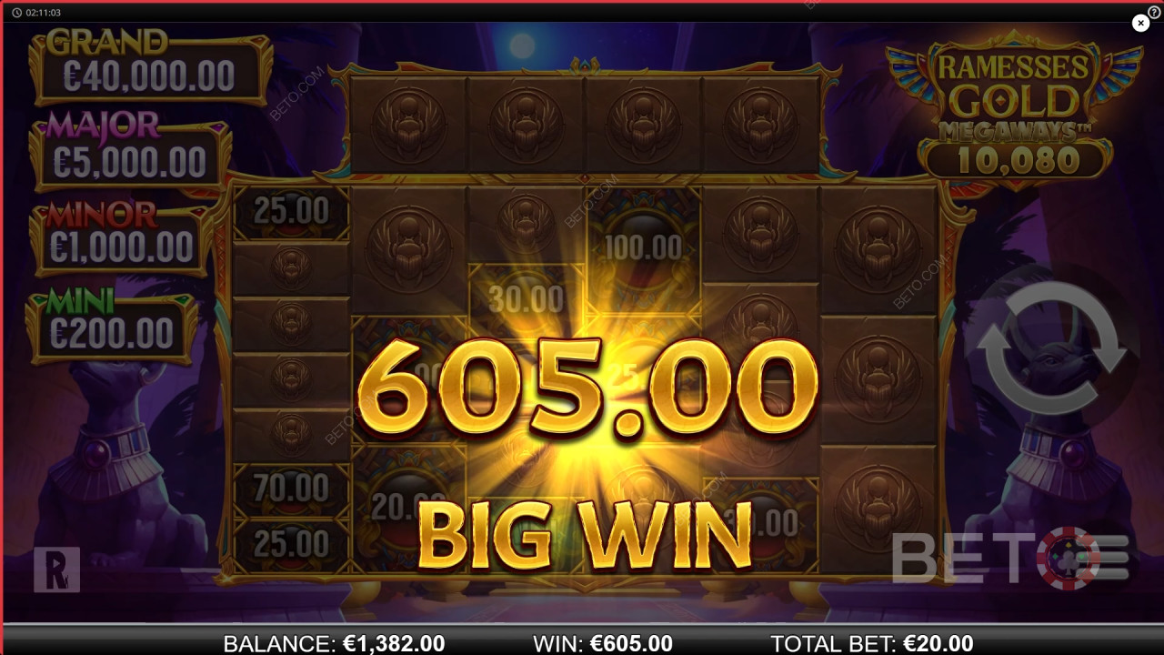 รีวิว Ramesses Gold Megaways โดย BETO Slots