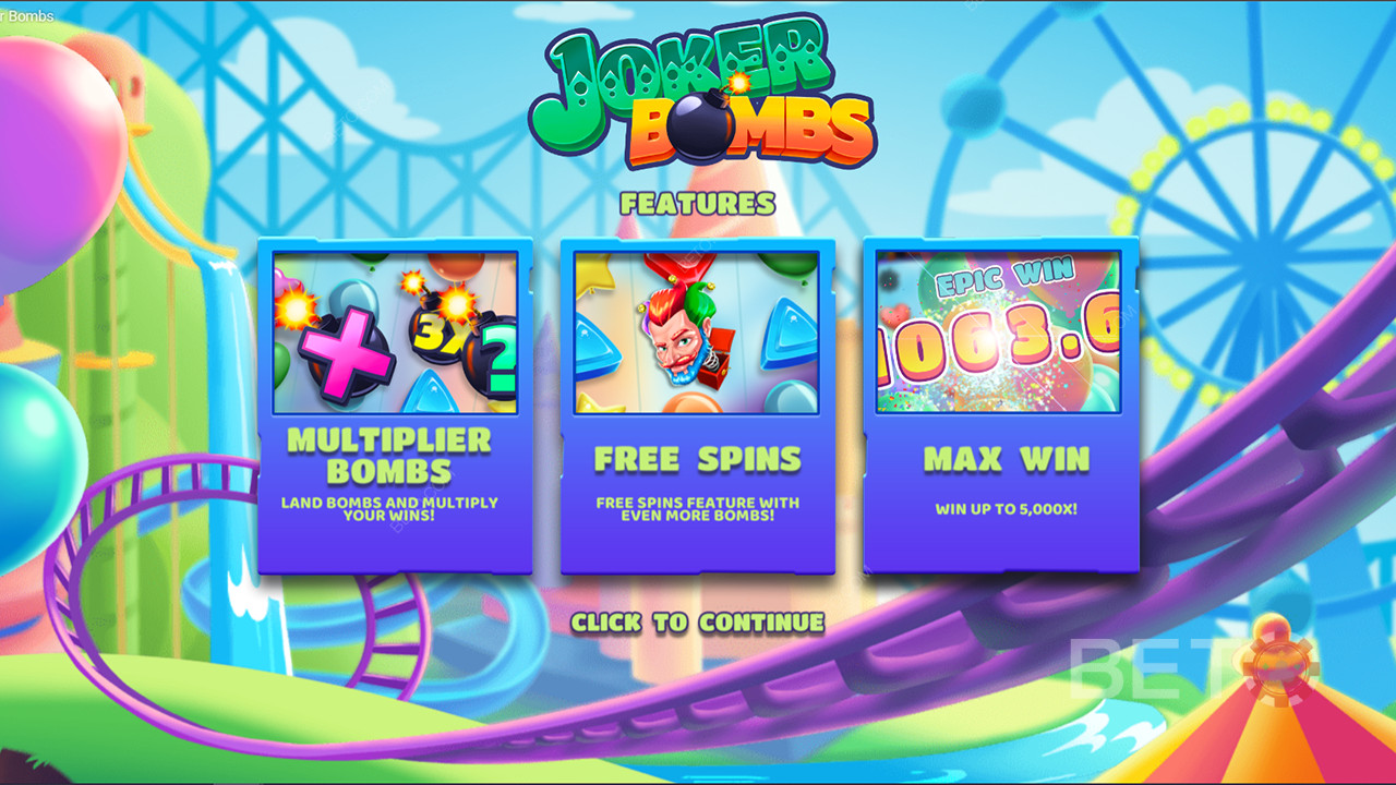 เพลิดเพลินไปกับ Multiplier Bombs ฟรีสปินและอีกมากมายในสล็อตแมชชีน Joker Bombs