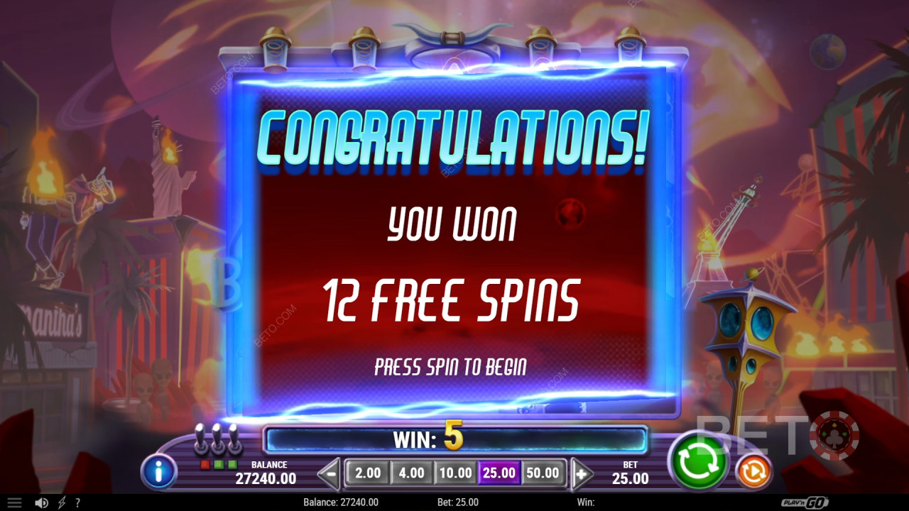 ชนะรางวัล 2,500 เท่าของเงินเดิมพันของคุณในเกมสล็อตวิดีโอ Invading Vegas Revenge on Mars!
