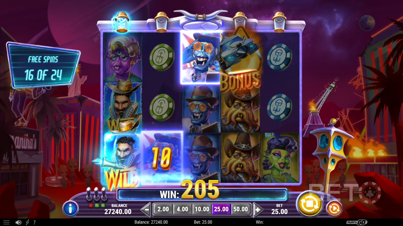 คำอธิบายฟีเจอร์พิเศษในเกม Invading Vegas Revenge on Mars จาก Play