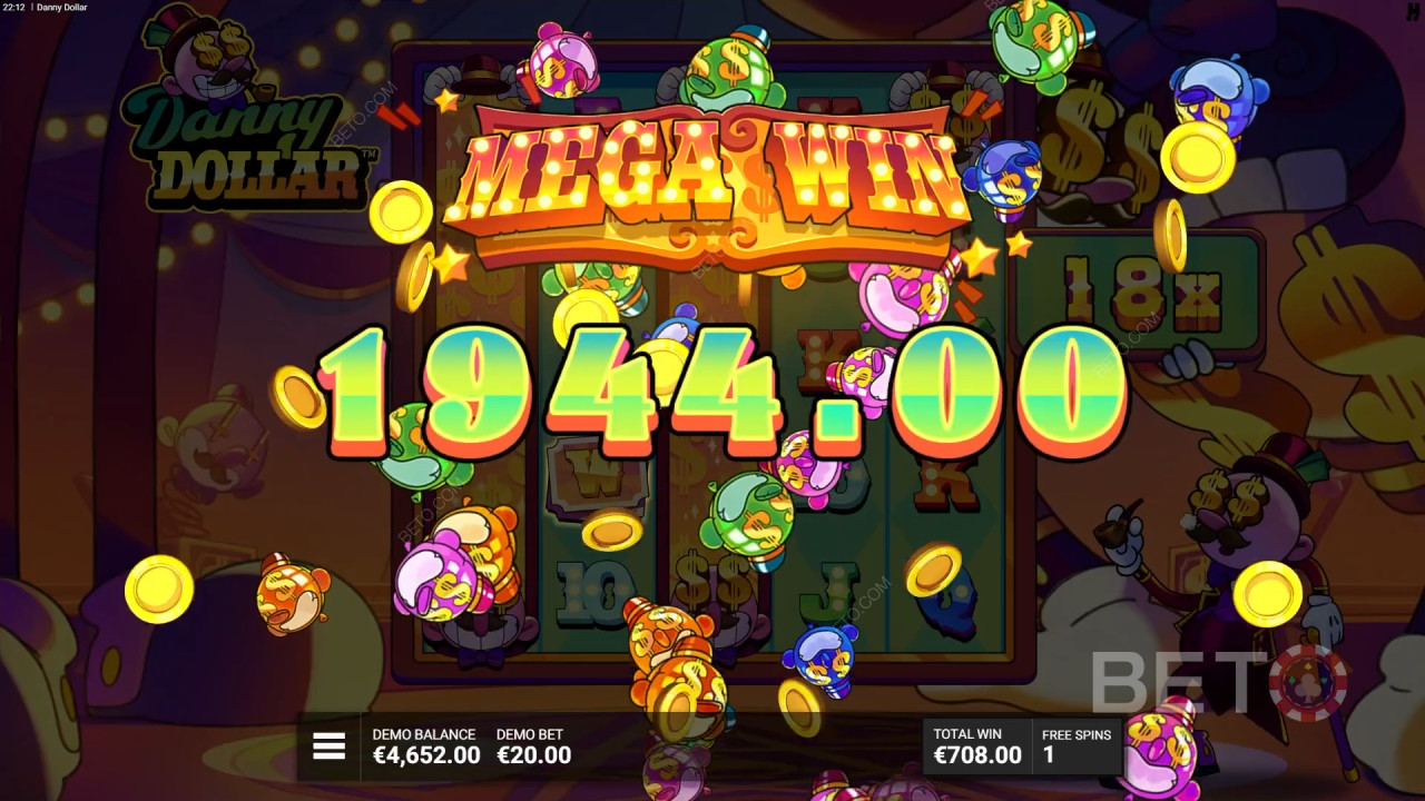 อธิบายฟีเจอร์โบนัสใน Danny Dollar โดย Hacksaw Gaming