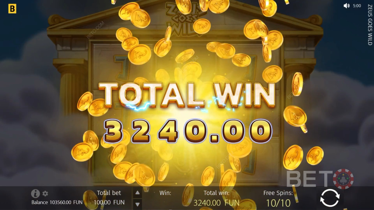 ชนะรางวัล 800 เท่าของเงินเดิมพันของคุณในเกมสล็อต Zeus Goes Wild!