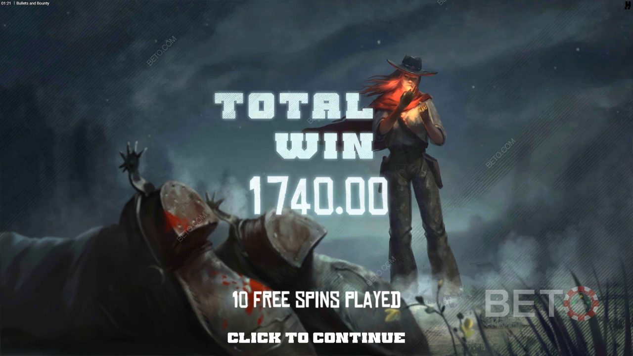 ชนะรางวัล 20,000 เท่าของเงินเดิมพันของคุณในเกมสล็อต Bullets and Bounty!