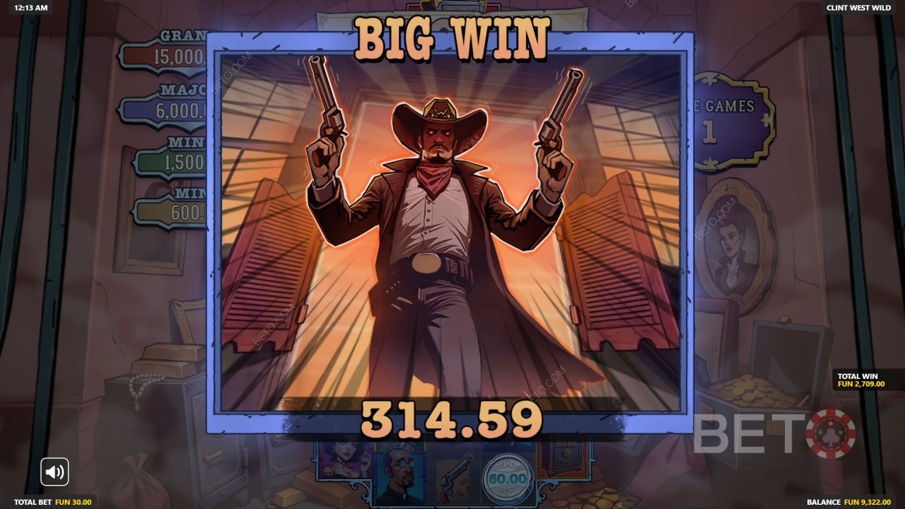 ลุ้นรับรางวัล 5,000 เท่าของเงินเดิมพันของคุณในเกมสล็อต Clint Westwild!