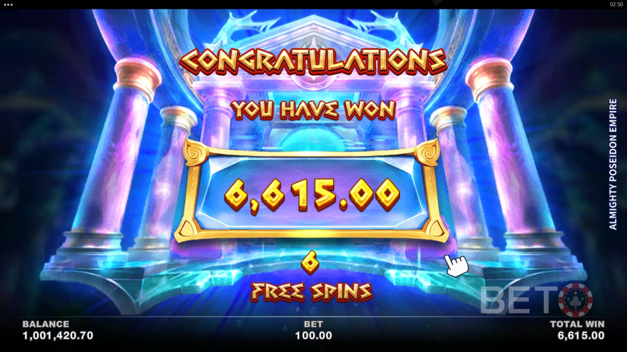 ชนะรางวัล 2,500 เท่าของเงินเดิมพันของคุณในเกมสล็อตออนไลน์ Almighty Poseidon Empire!