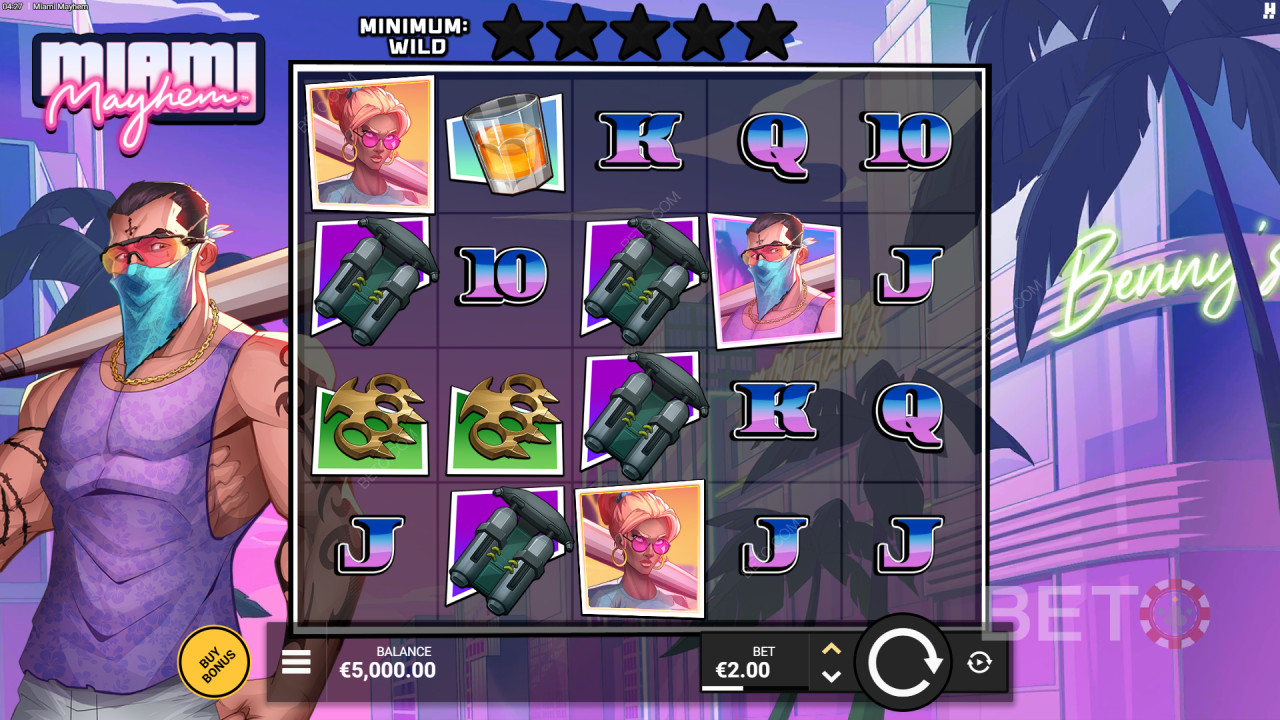 วิธีเล่นเกม Miami Mayhem ของ Hacksaw Gaming