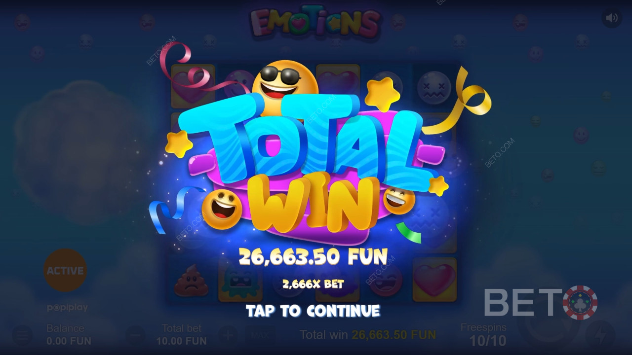 ลุ้นรับรางวัล 15,000 เท่าของเงินเดิมพันของคุณในเกมสล็อต Emotions ออนไลน์!