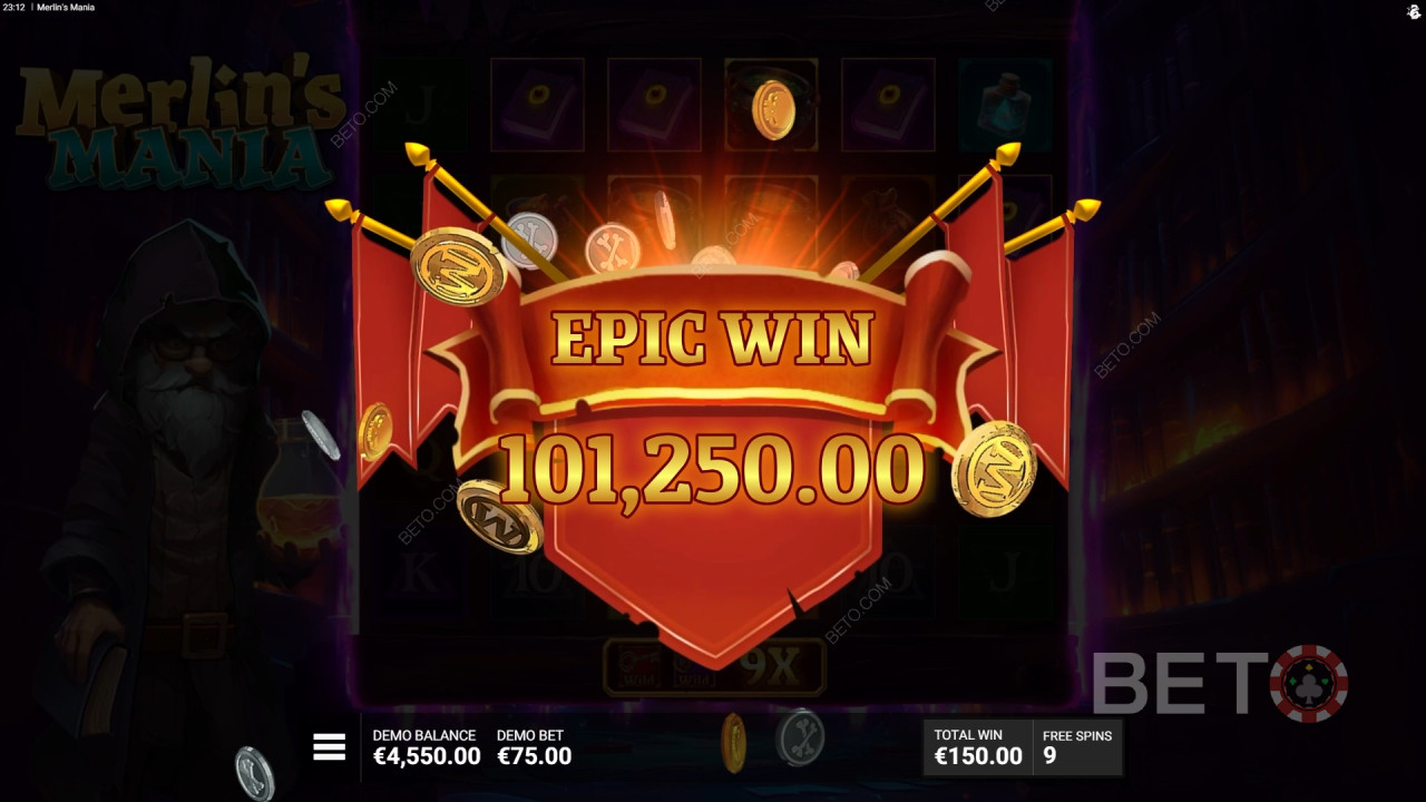 ลุ้นรับรางวัล 12,000 เท่าของเงินเดิมพันของคุณในเกมสล็อต Merlin