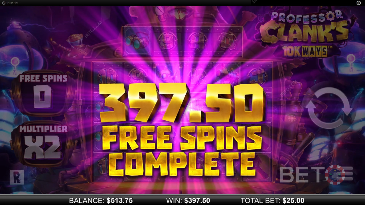 ชนะรางวัล 9,142 เท่าของเงินเดิมพันของคุณในเกมสล็อต Professor Clank