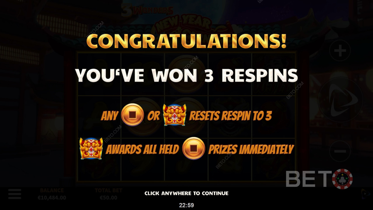 คำอธิบายฟีเจอร์พิเศษในเกม 3 Wonders New Year Carnival จาก Boomerang Studios