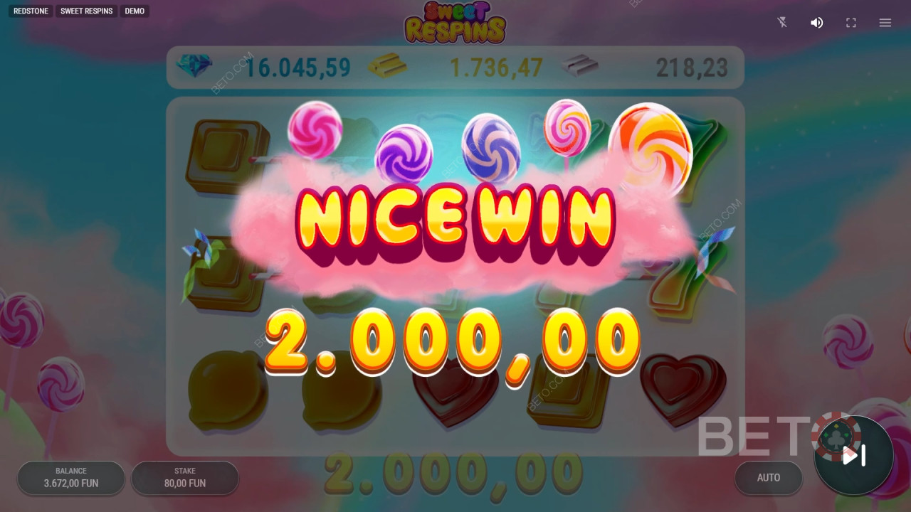 ลุ้นรับรางวัล 10,000 เท่าของเงินเดิมพันของคุณในเกมสล็อตออนไลน์ Sweet Respins!
