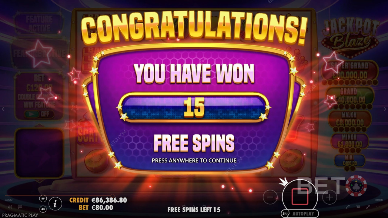 ลุ้นรับรางวัล 5,000 เท่าของเงินเดิมพันของคุณในเกมสล็อต Jackpot Blaze!