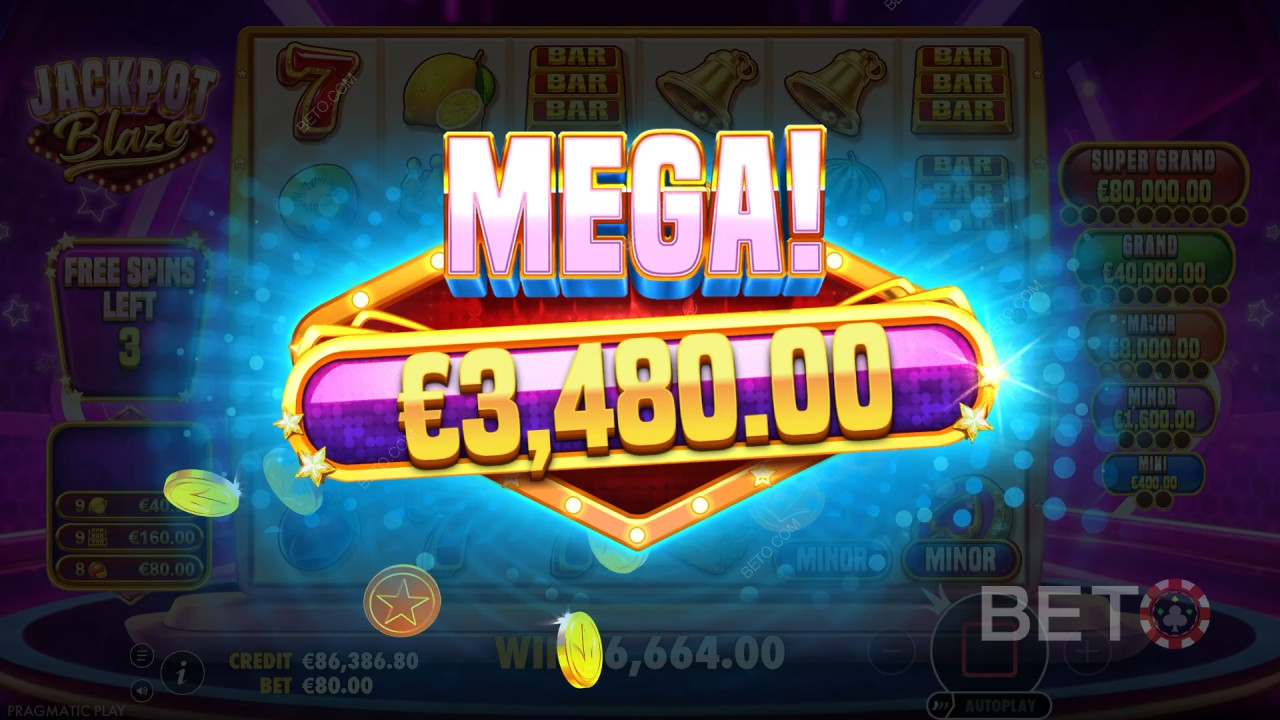 คำอธิบายคุณสมบัติโบนัสในเกม Jackpot Blaze จาก Pragmatic Play
