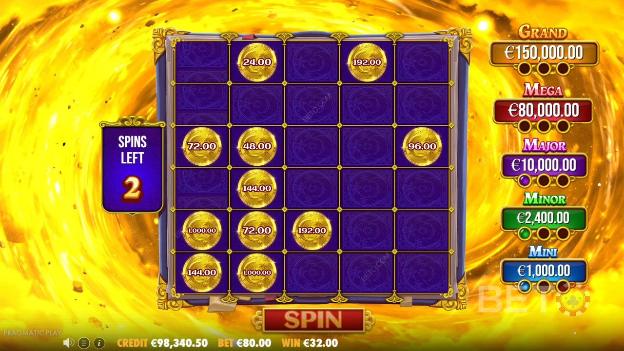 คำอธิบายคุณสมบัติเพิ่มเติมในเกม Spellmaster โดย Pragmatic Play