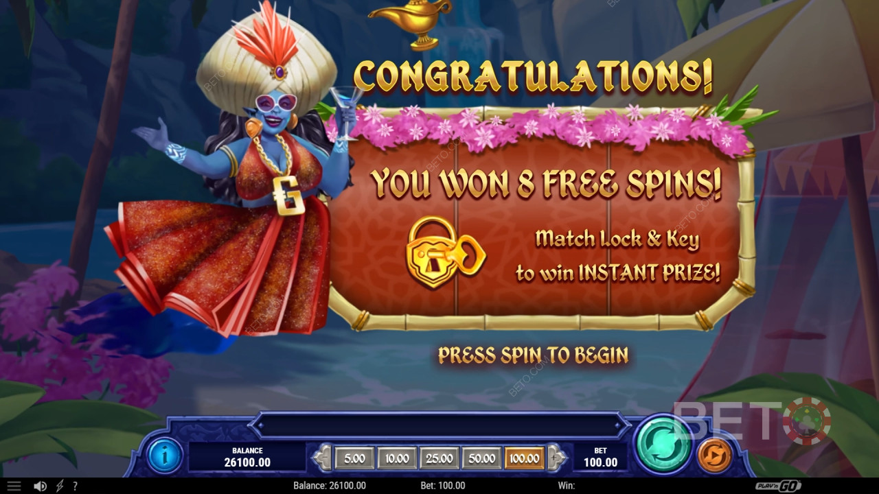 ชนะรางวัล 1,234 เท่าของเงินเดิมพันของคุณในเกมสล็อต 1001 Mystery Genie Fortunes!
