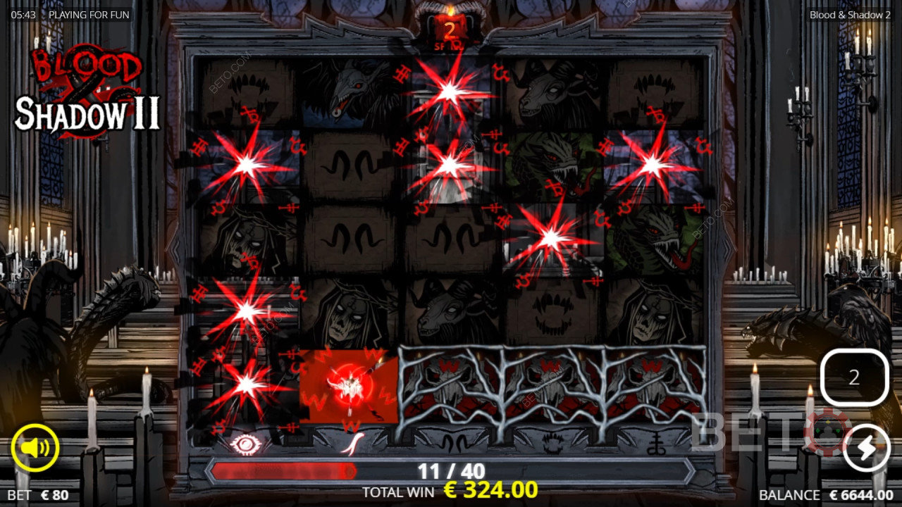 คำอธิบายฟีเจอร์พิเศษในเกม Blood & Shadow 2 โดย Nolimit City