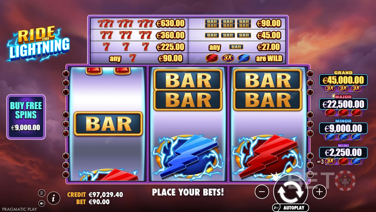 วิธีเล่นเกม Ride the Lightning ของ Pragmatic Play