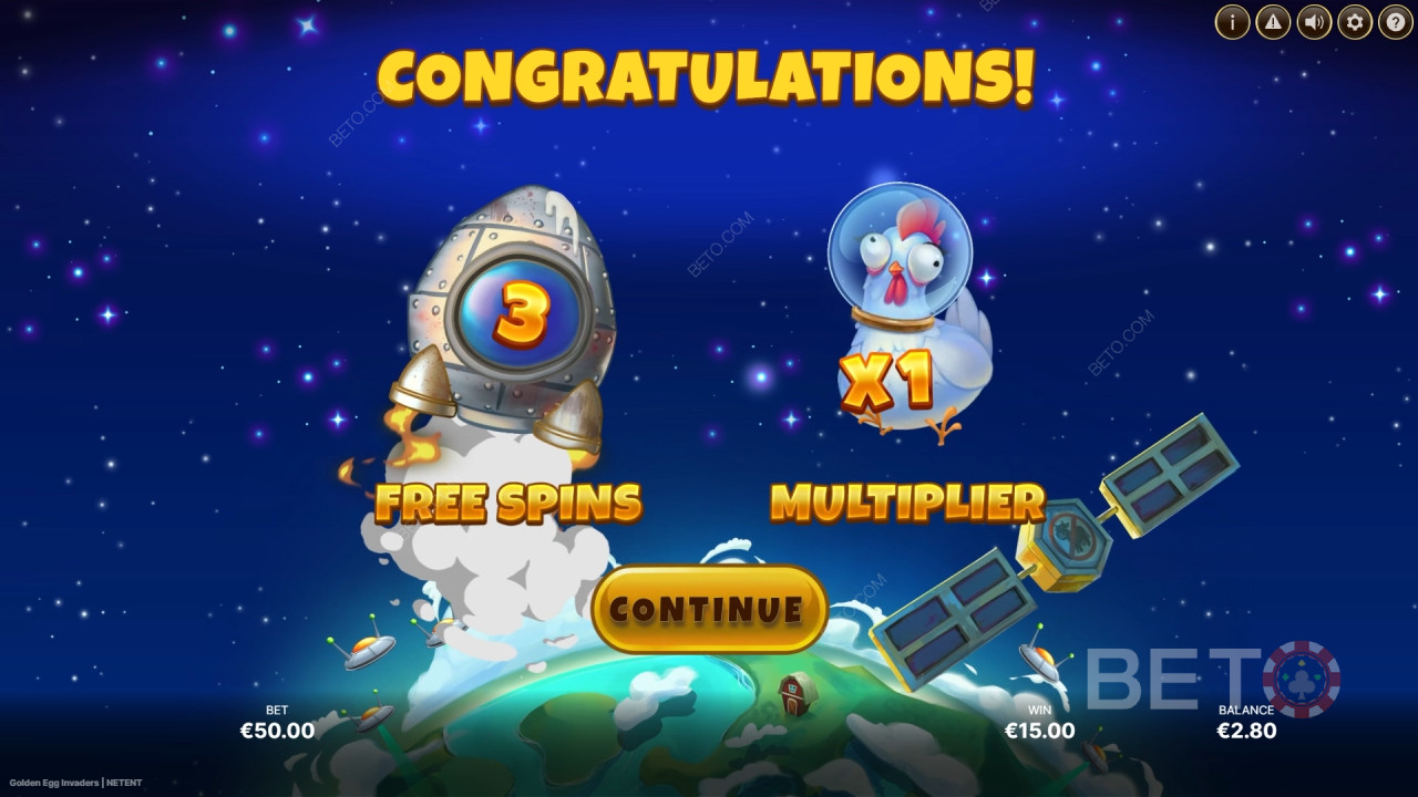 คำอธิบายฟีเจอร์พิเศษในเกม Golden Egg Invaders จาก NetEnt