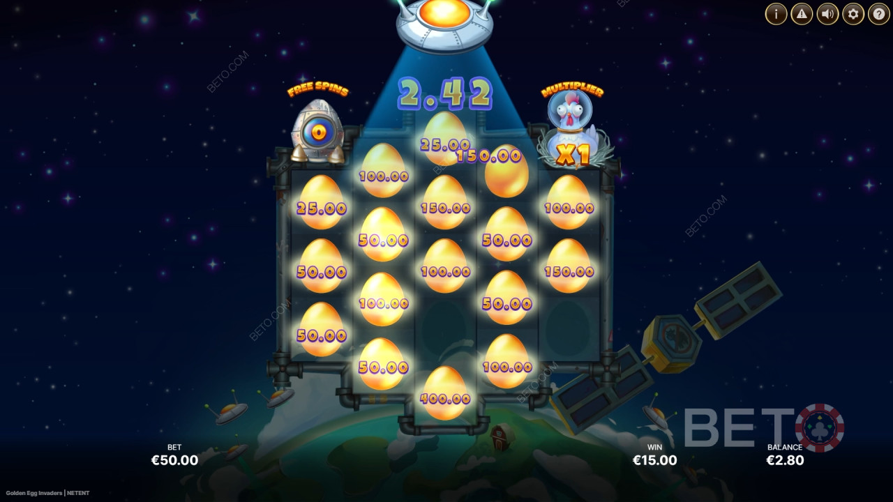 รีวิวเกม Golden Egg Invaders โดย BETO Slots