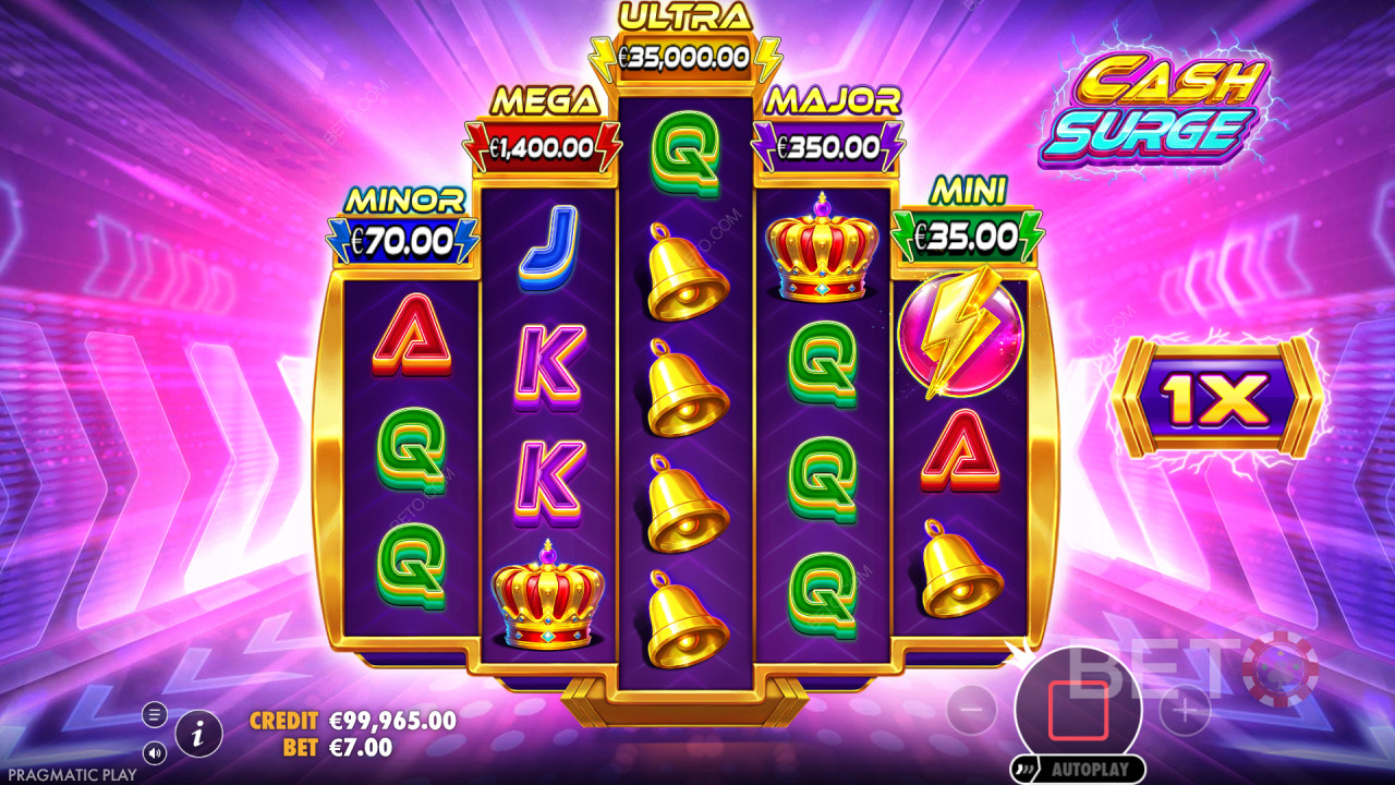 ชนะรางวัล 5,000 เท่าของเงินเดิมพันของคุณในเกมสล็อต Cash Surge!