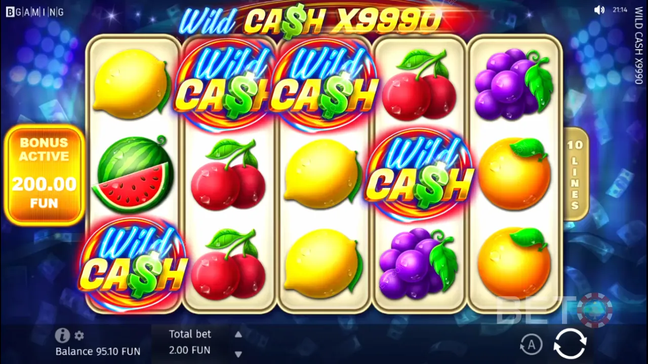 รูปแบบการเล่นของวิดีโอสล็อต Wild Cash x9990