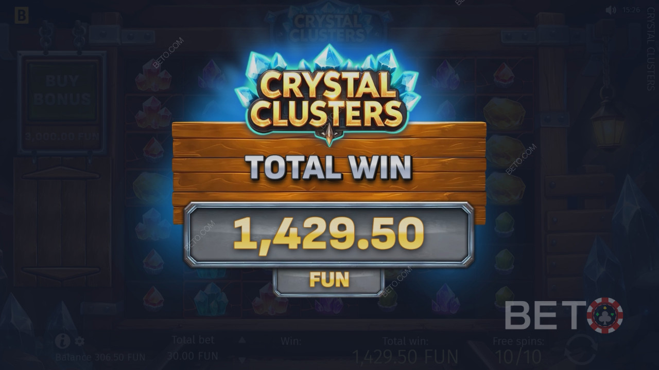 ลุ้นรับรางวัล 5,000 เท่าของเงินเดิมพันของคุณในเกมสล็อตออนไลน์ Crystal Clusters!