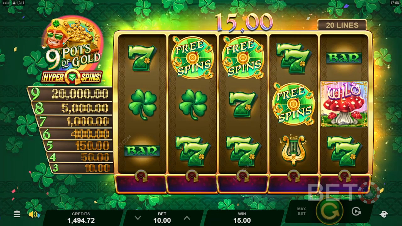 รีวิว 9 Pots of Gold HyperSpins โดย BETO Slots