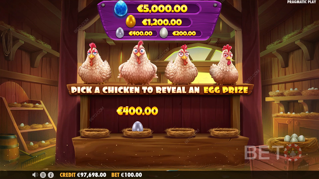 คำอธิบายฟีเจอร์โบนัสใน Chicken Chase โดย Pragmatic Play