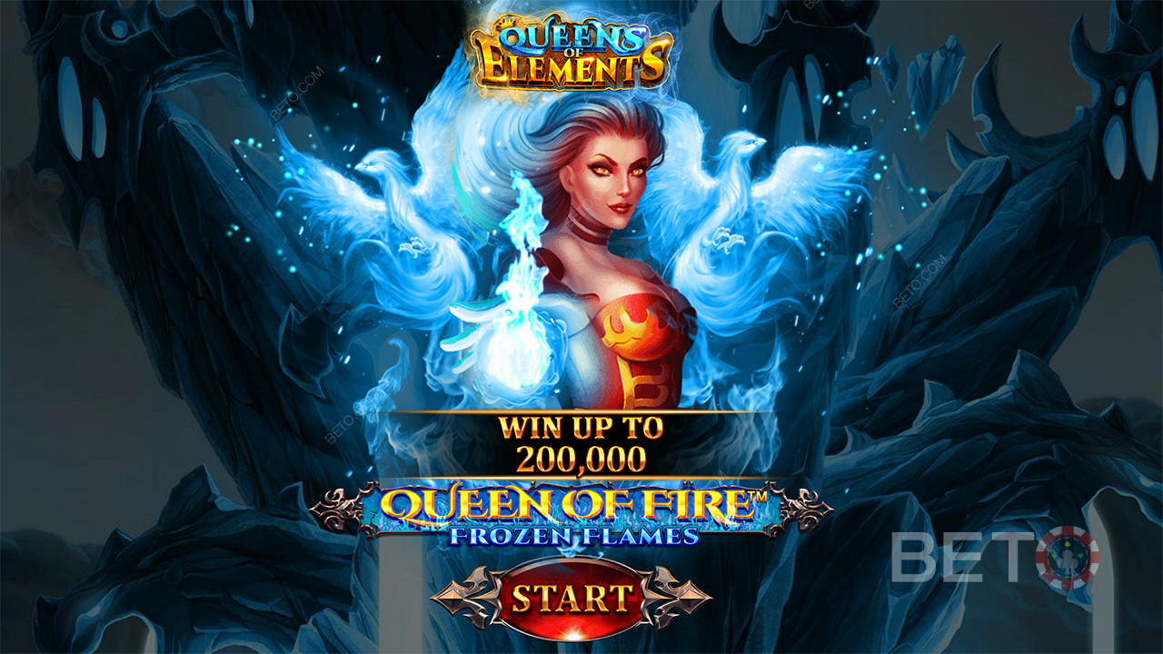 รับรางวัลมากถึง 2,000 เท่าของเงินเดิมพันของคุณในสล็อต Queen of Fire - Frozen Flames