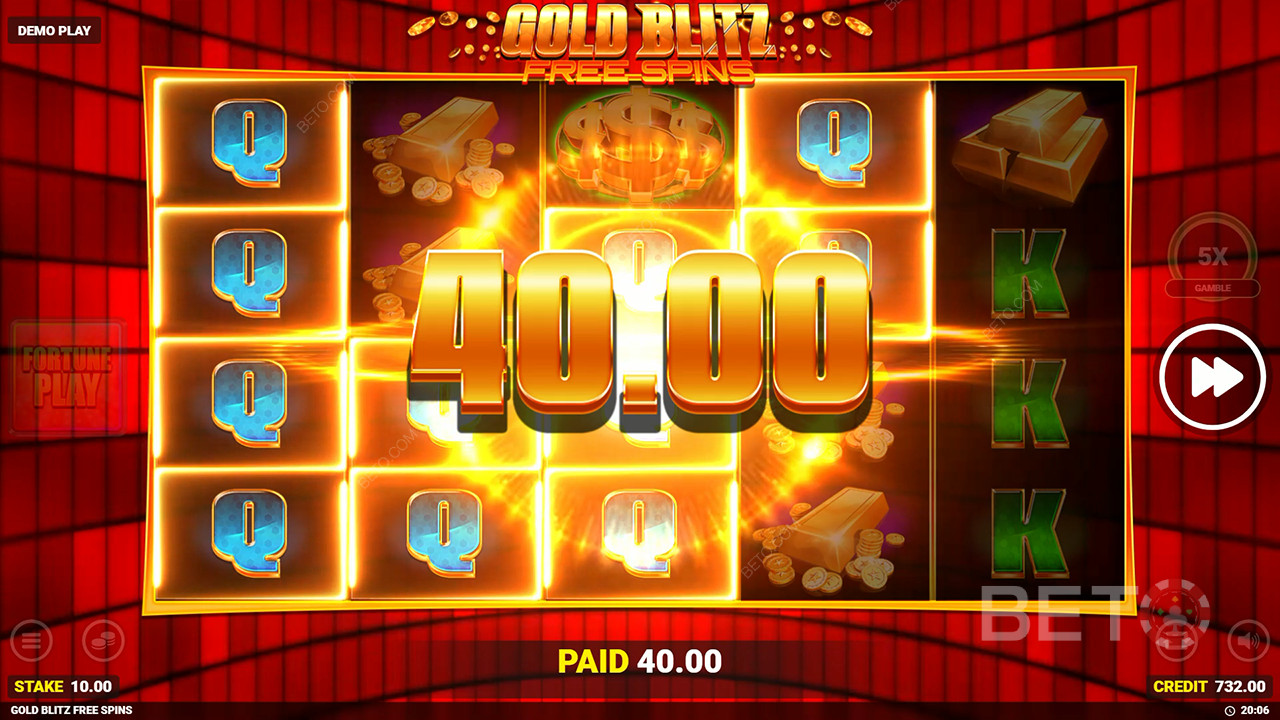 รับรางวัล 50,000 เท่าของเดิมพันของคุณในสล็อต Gold Blitz Free Spins!